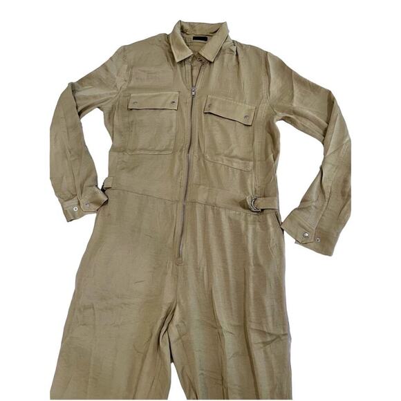 ATM Jumpsuit Satin Utility Jumpsuit In Taupe Putty Size M NWOT - Picture 2 of 7